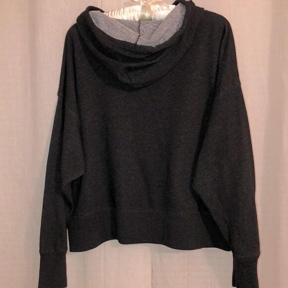 GAP L Slouchy Oversized Charcoal Gray Hoodie with Metallic Jeweled Logo - Picture 5 of 11